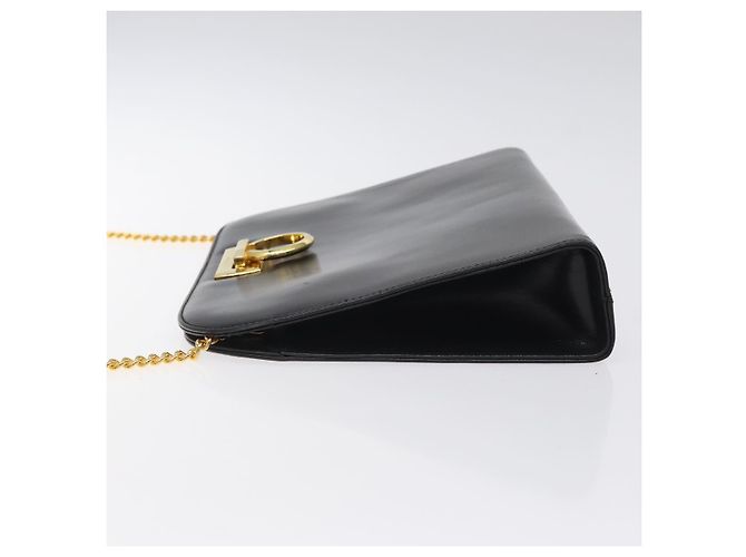 Borsa a spalla a catena Salvatore Ferragamo in pelle nera e oro Auth am8545 Nero D'oro - vista 5
