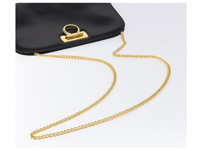Borsa a spalla a catena Salvatore Ferragamo in pelle nera e oro Auth am8545 Nero D'oro - vista 7