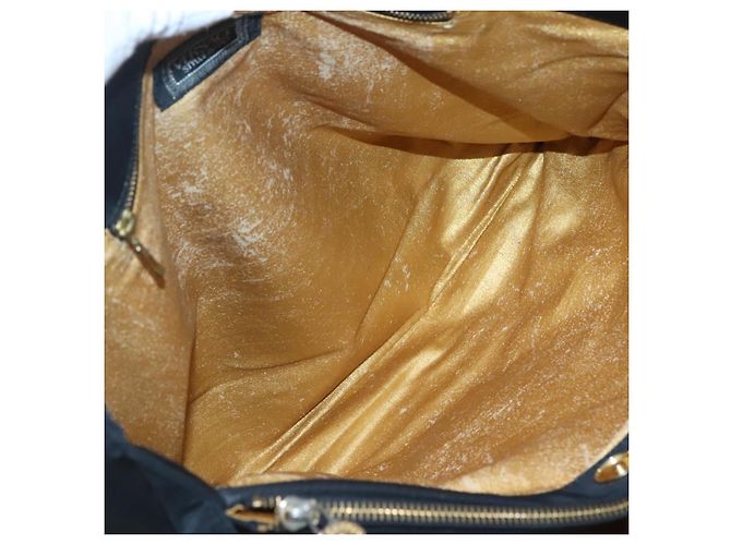 Borsa tote Gianni Versace in nylon nero e oro Auth bs25747 D'oro - vista 16