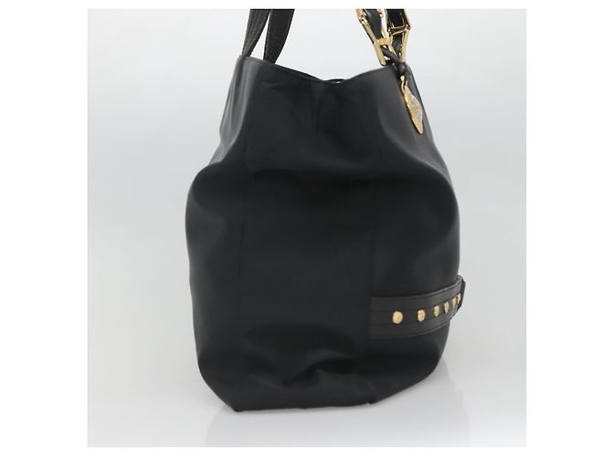 Borsa tote Gianni Versace in nylon nero e oro Auth bs25747 D'oro - vista 4