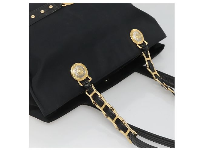 Borsa tote Gianni Versace in nylon nero e oro Auth bs25747 D'oro - vista 6