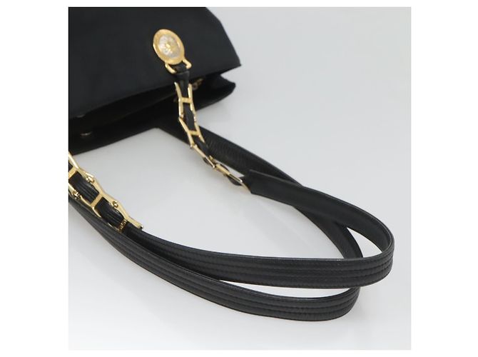 Borsa tote Gianni Versace in nylon nero e oro Auth bs25747 D'oro - vista 7