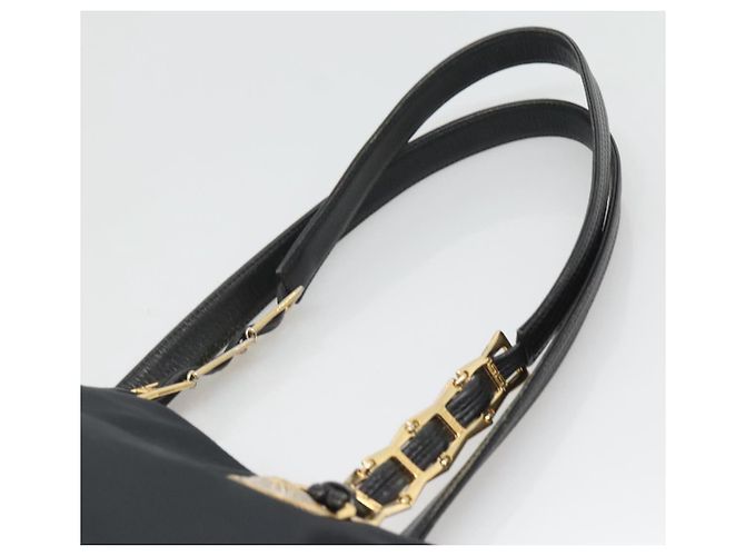 Borsa tote Gianni Versace in nylon nero e oro Auth bs25747 D'oro - vista 8