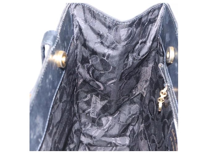 Borsa Tote Vala in pelle blu navy oro di Salvatore Ferragamo Auth bs26090 - vista 18