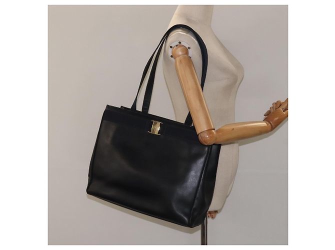 Borsa Tote Vala in pelle blu navy oro di Salvatore Ferragamo Auth bs26090 - vista 20