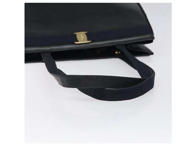 Borsa Tote Vala in pelle blu navy oro di Salvatore Ferragamo Auth bs26090 - vista 7