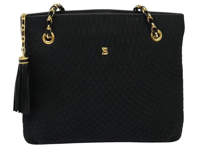 BALLY Borsa a Spalla a Catena Nylon Nero Oro Auth BD2129 D'oro - vista 13
