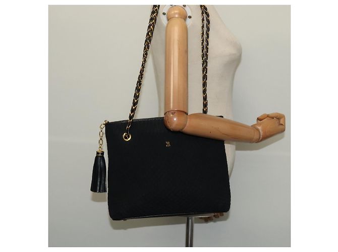 BALLY Borsa a Spalla a Catena Nylon Nero Oro Auth BD2129 D'oro - vista 22