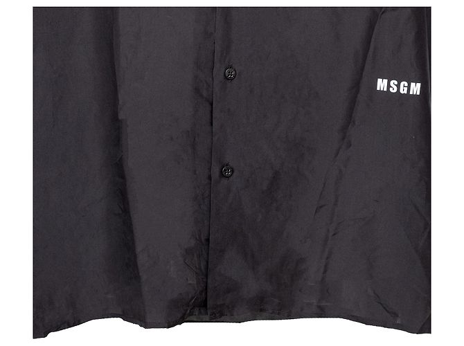 MSGM Black Silk Bowling Shirt - view 4