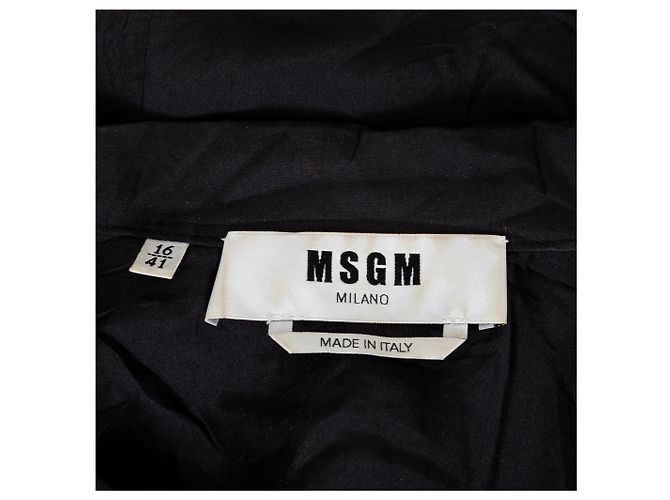 MSGM Black Silk Bowling Shirt - view 7