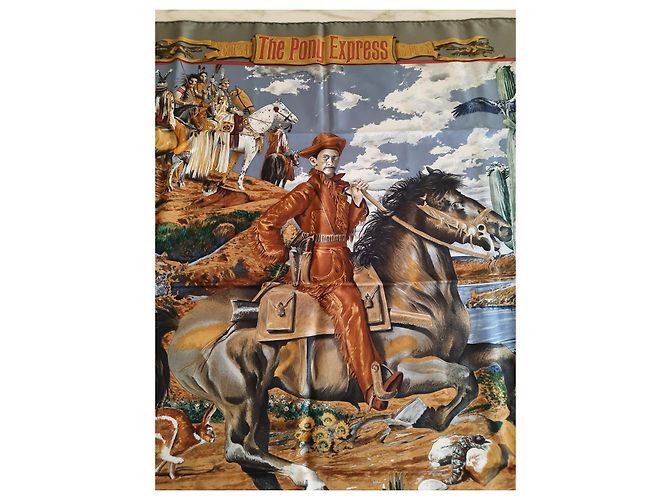 Foulard Hermès intitolato 'Pony Express' di Olivier Kermit - 1993 Multicolore - vista 2