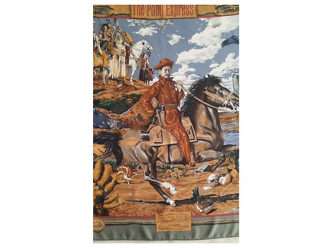 Foulard Hermès intitolato 'Pony Express' di Olivier Kermit - 1993 Multicolore - vista 3