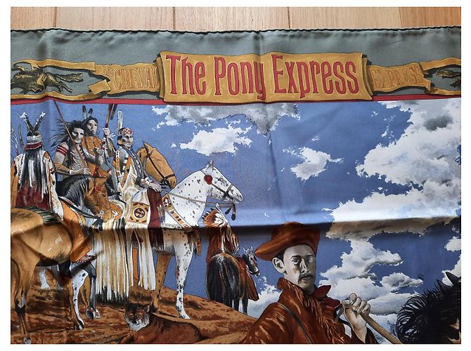 Foulard Hermès intitolato 'Pony Express' di Olivier Kermit - 1993 Multicolore - vista 4