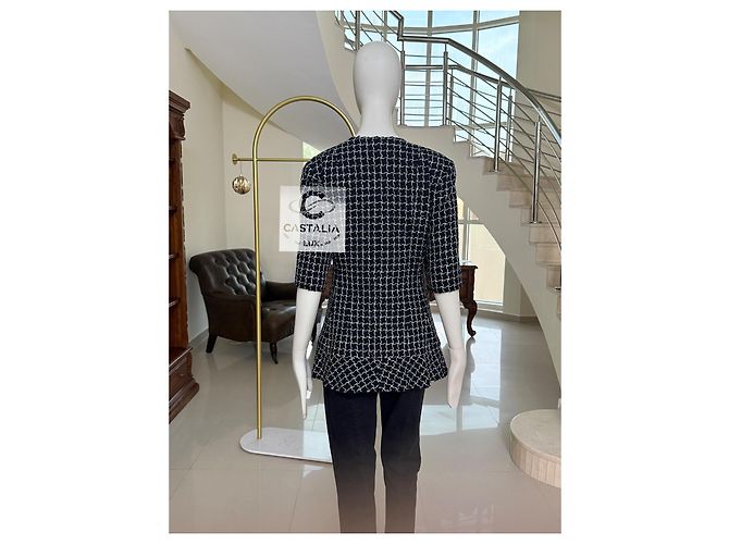 Chanel Artisanal CC Knöpfe schwarze Tweedjacke 38 FR - Ansicht 12