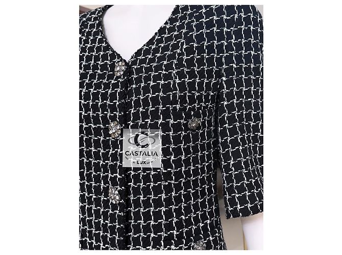 Chanel Artisanal CC Knöpfe schwarze Tweedjacke 38 FR - Ansicht 9