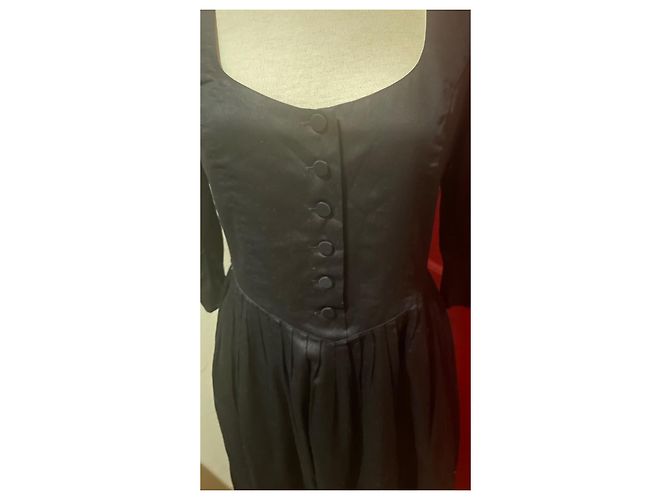 Vestido largo de algodón negro Agnès b. - vista 2