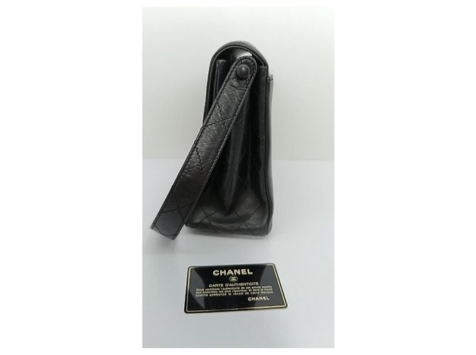 Coco Handle Pochette Chanel Flap en cuir noir - vue 6