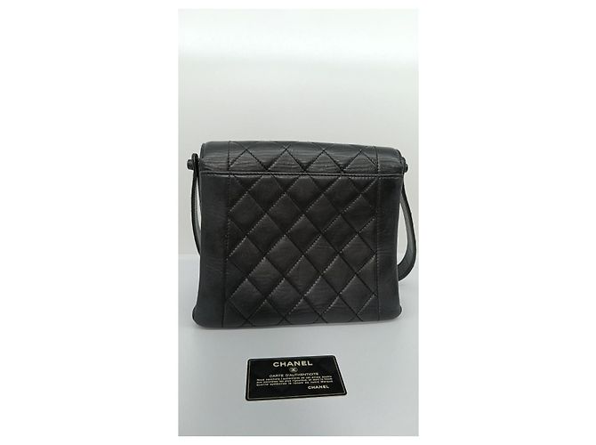 Coco Handle Pochette Chanel Flap en cuir noir - vue 7