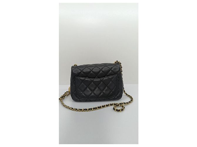Wallet On Chain Chanel Mini Borsa a Soffietto Nera in Pelle Esotica Nero - vista 8