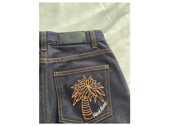 Vaqueros Fendi de denim azul marino - vista 6