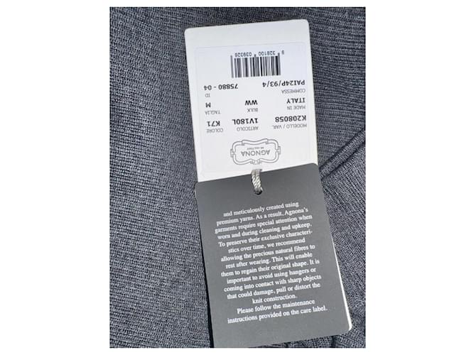 Agnona Cuello alto de micro acanalado en mezcla de cachemira Gris antracita - vista 2