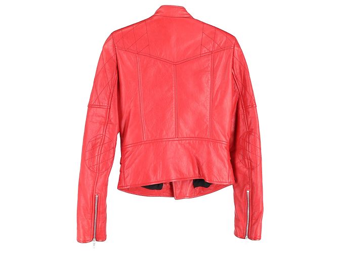 Giacca in pelle rossa Joseph Biker Rosso - vista 2