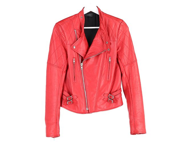 Giacca in pelle rossa Joseph Biker Rosso - vista 4