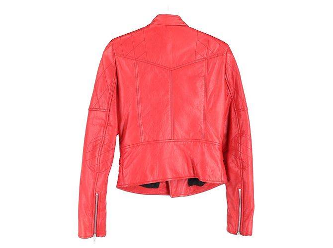 Giacca in pelle rossa Joseph Biker Rosso - vista 5