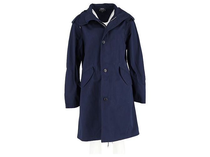 Apc Abrigo parka con capucha A.P.C. en algodón azul marino - vista 4