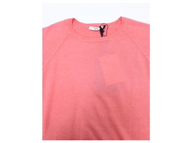 Suéter de algodón rosa de manga corta de punto Prada Castaño - vista 10