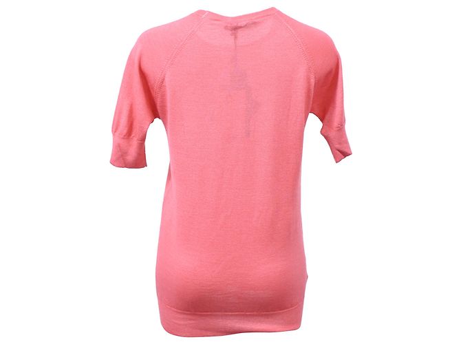 Suéter de algodón rosa de manga corta de punto Prada Castaño - vista 3