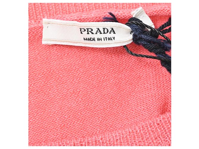 Suéter de algodón rosa de manga corta de punto Prada Castaño - vista 4