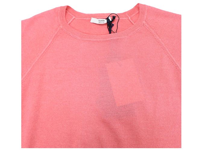 Suéter de algodón rosa de manga corta de punto Prada Castaño - vista 5