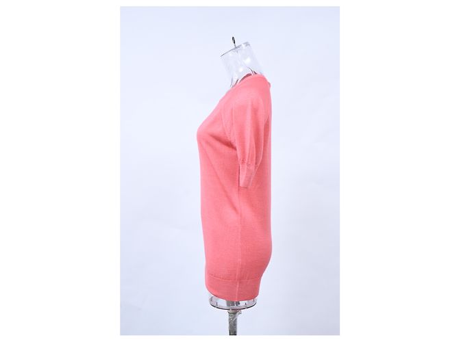 Suéter de algodón rosa de manga corta de punto Prada Castaño - vista 7