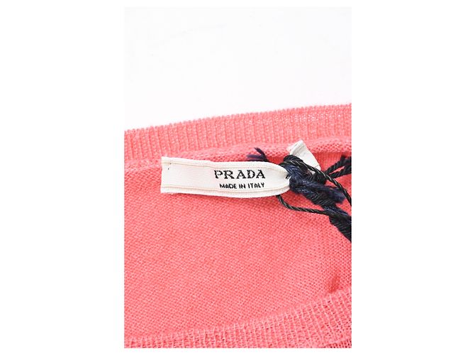 Suéter de algodón rosa de manga corta de punto Prada Castaño - vista 9