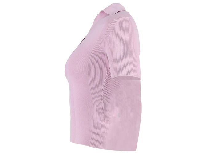 Suéter polo de espalda abierta en viscosa rosa de Jacquemus Castaño - vista 2