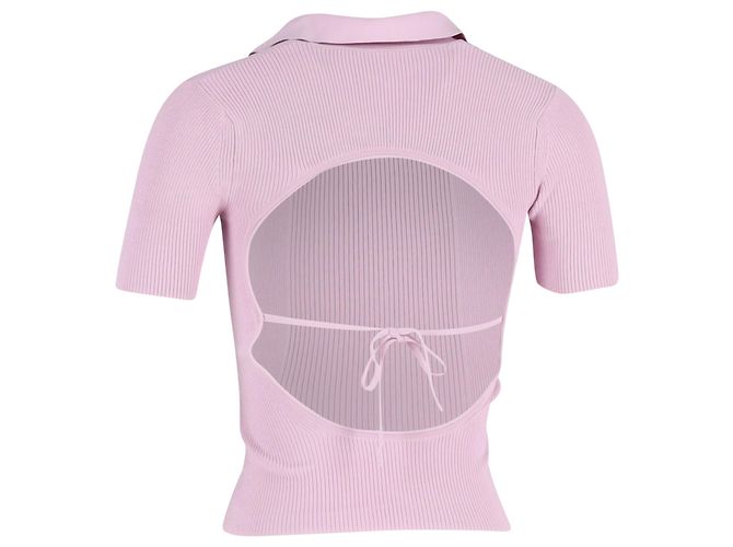 Suéter polo de espalda abierta en viscosa rosa de Jacquemus Castaño - vista 3