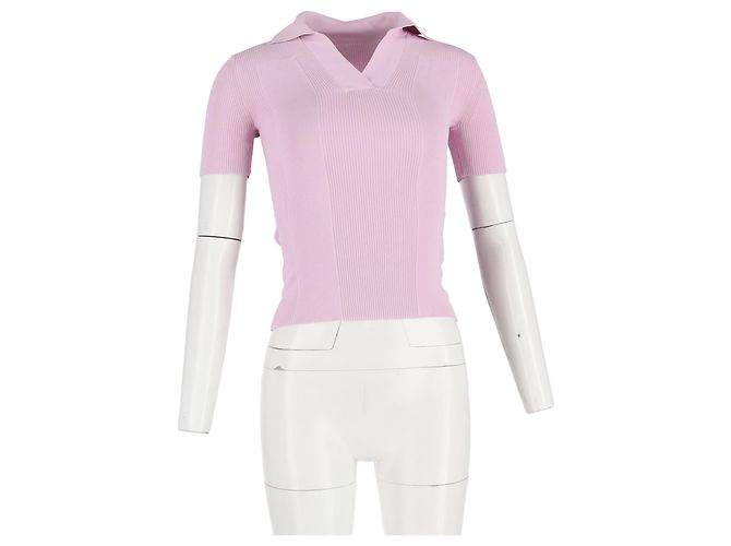 Suéter polo de espalda abierta en viscosa rosa de Jacquemus Castaño - vista 4