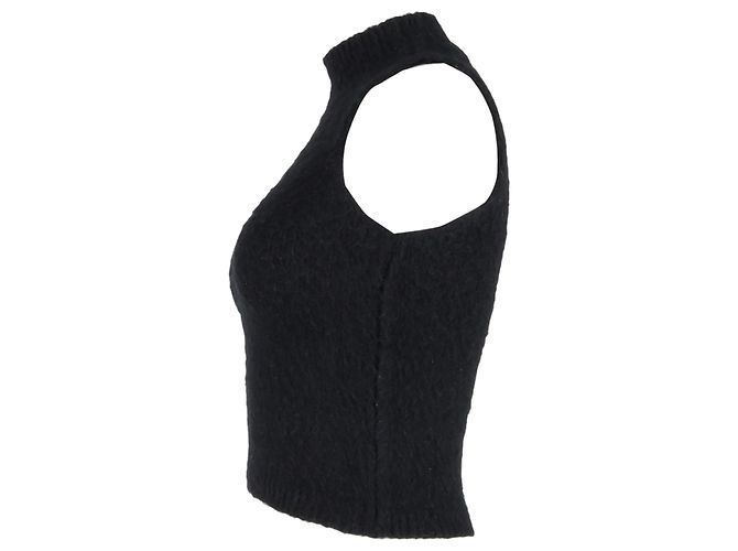 Top sin mangas de cuello alto en mohair negro de Versace - vista 2