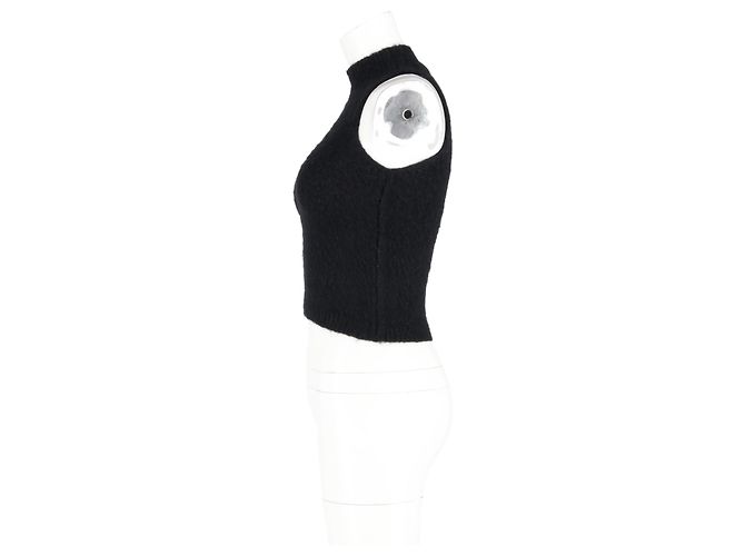 Top sin mangas de cuello alto en mohair negro de Versace - vista 5