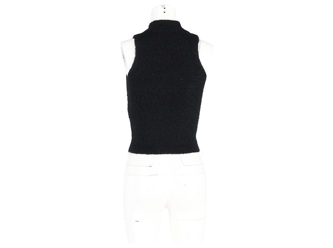 Top sin mangas de cuello alto en mohair negro de Versace - vista 6