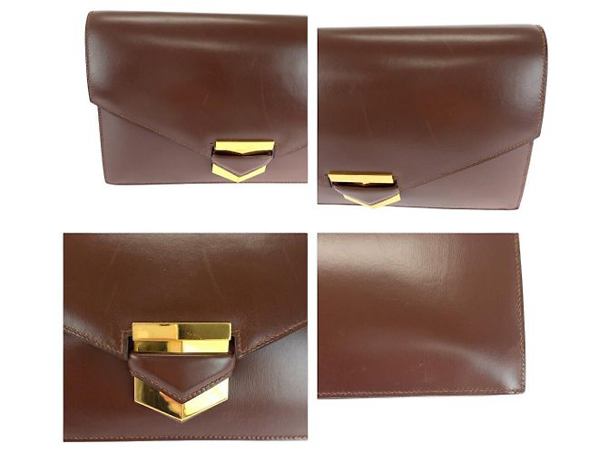 Hermès Borsa clutch in pelle Faco Hermes Metallico Bronzo - vista 5