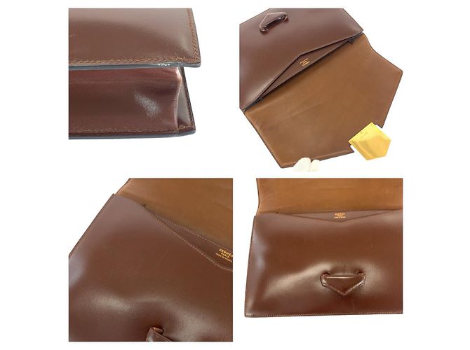 Hermès Borsa clutch in pelle Faco Hermes Metallico Bronzo - vista 6