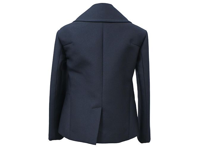 Céline  Celine Double-Breasted Peacoat in Navy Blue Polyester - view 3