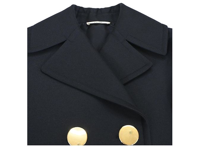 Céline  Celine Double-Breasted Peacoat in Navy Blue Polyester - view 5
