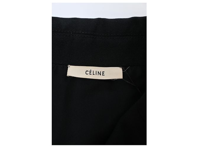 Céline  Celine Double-Breasted Peacoat in Navy Blue Polyester - view 9