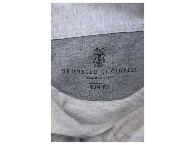 Polo de manga larga Brunello Cucinelli en algodón gris - vista 12