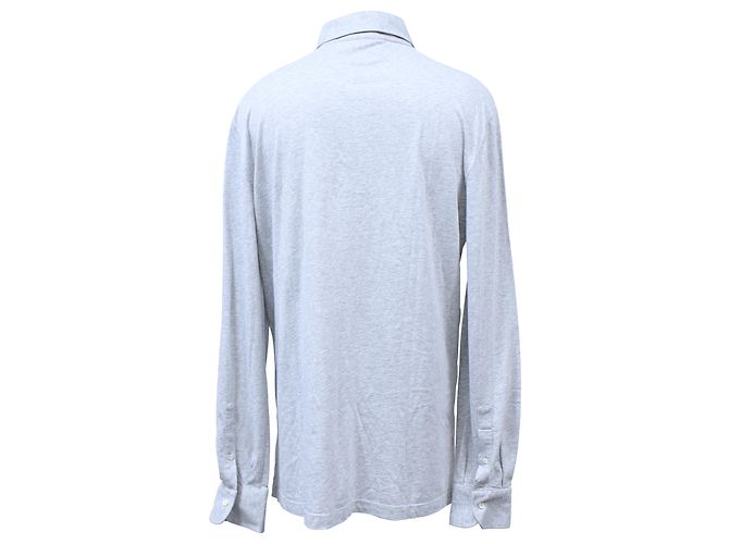 Polo de manga larga Brunello Cucinelli en algodón gris - vista 3