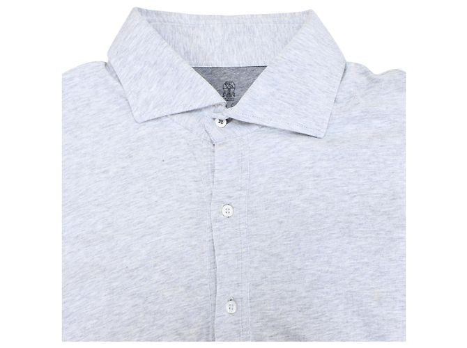 Polo de manga larga Brunello Cucinelli en algodón gris - vista 5