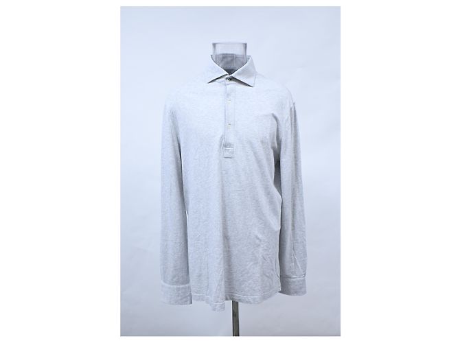 Polo de manga larga Brunello Cucinelli en algodón gris - vista 9